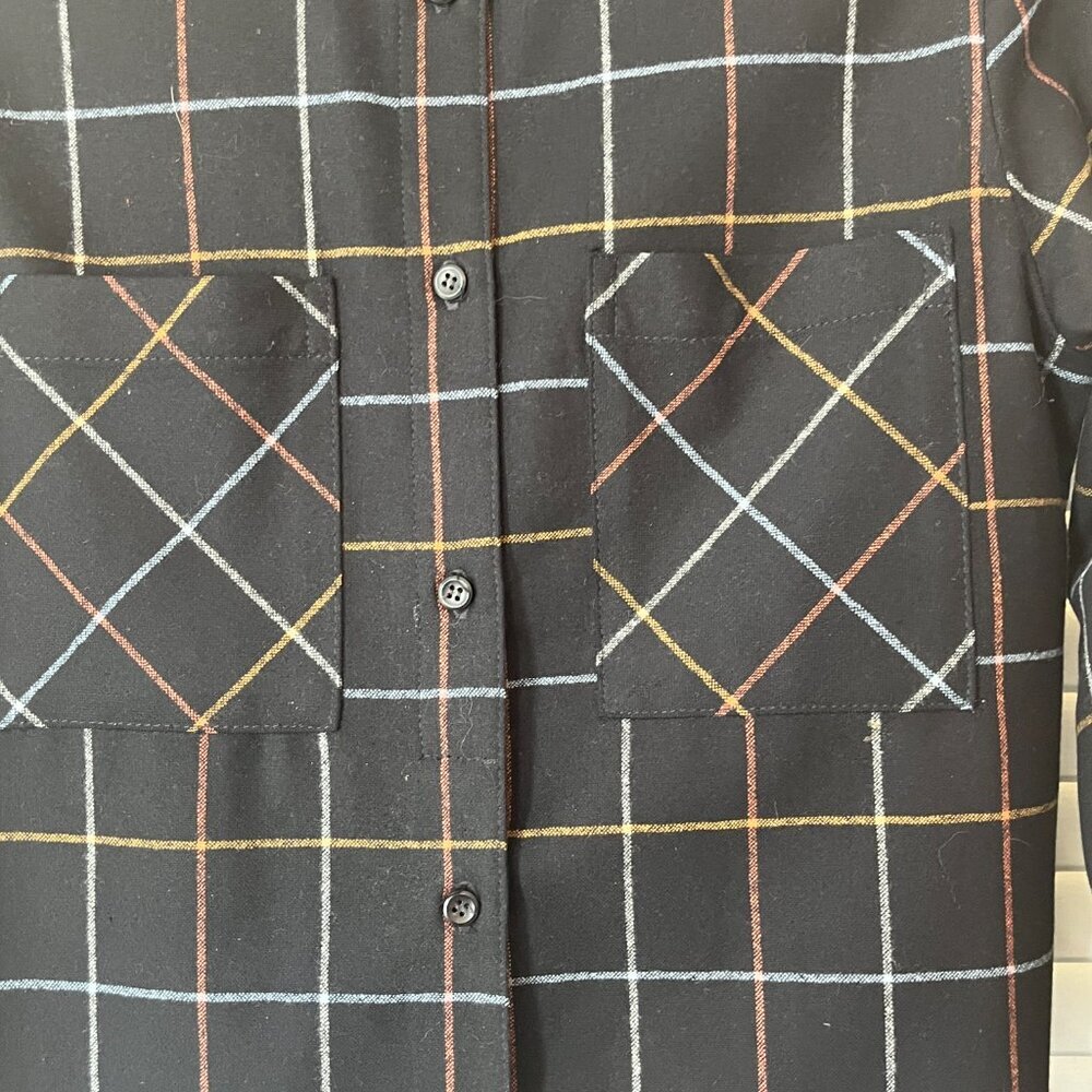Pendleton buttondown XS black plaid women oversized flannel - Picture 2 of 11